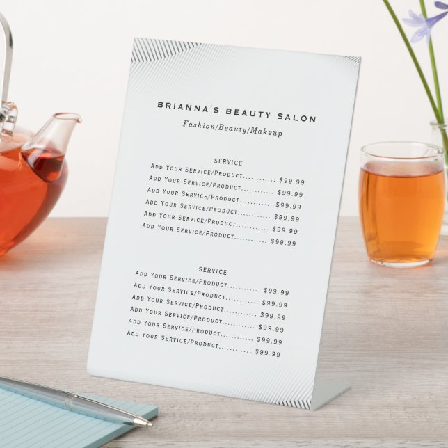Luxury Boutique Business Service Menu Pedestal Sign (In SItu)