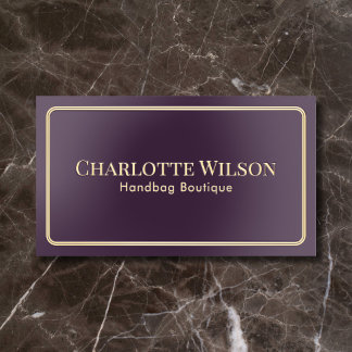 Luxury Boutique Elegant Minimal QR Code Purple Foil Business Cards