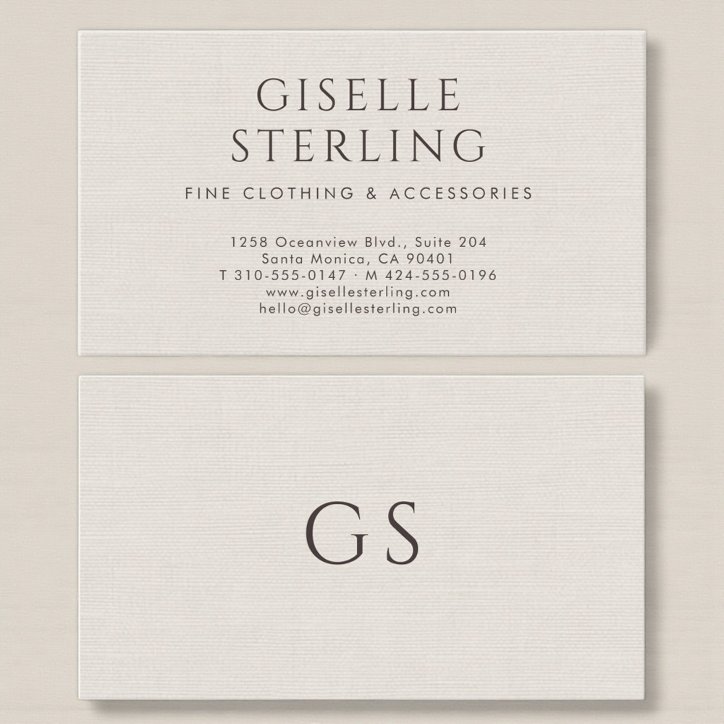 Luxury Boutique Fashion Ivory Faux Linen Business Card