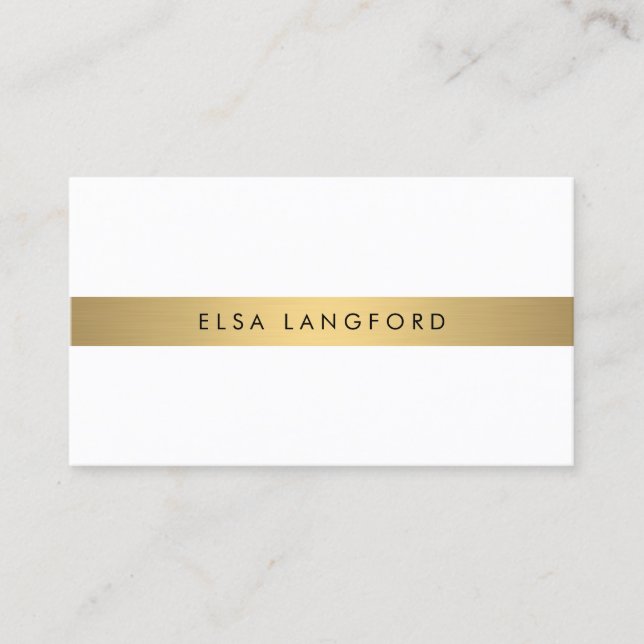 Luxury Boutique Gold Bar on White Business Card (Front)