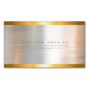 luxury brand brushed gold silver Metallic Gold Business Card Magnet