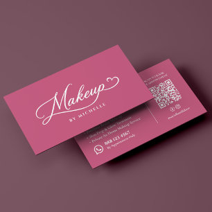 Luxury Bridal Makeup Artist Pink Script Business Card