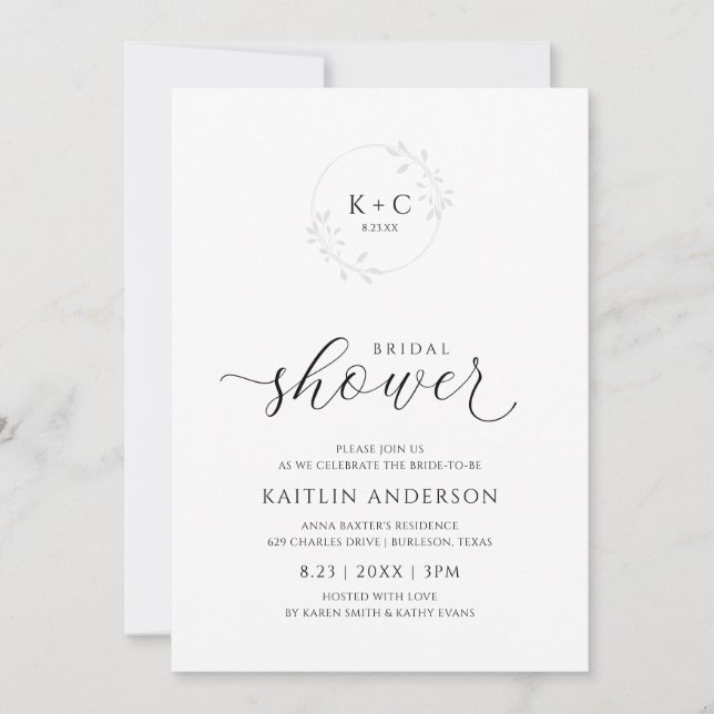 Luxury Bridal Shower Elegant Romantic Calligraphy  Invitation (Front)