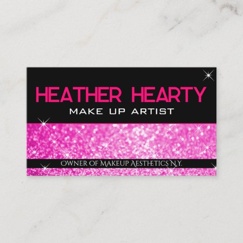 Luxury Bright Girly Pink Neon Glitter Glamour  Business Card