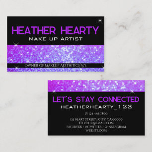 Luxury Bright Girly Purple Neon Glitter Glamour Business Card