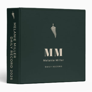 Luxury British Racing Green Botanical Custom Name 3 Ring Binder