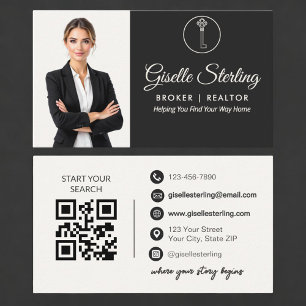 Luxury Broker Realtor Neutral Photo QR Code Business Card