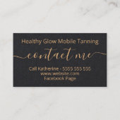 Luxury Bronze Glitter On Black Mobile Spray Tan Business Card (Back)