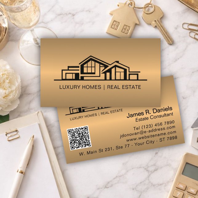 Luxury Bronze Gold Real Estate Chic Professional Business Card (Creator Uploaded)