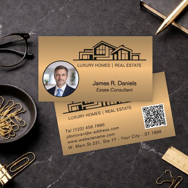 Luxury Bronze Gold Real Estate Chic Professional Business Card (Creator Uploaded)