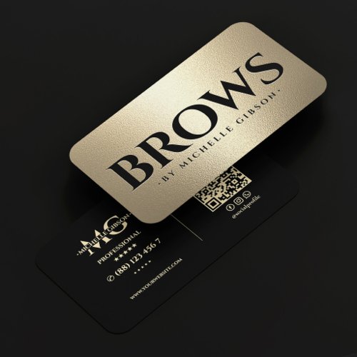 Luxury Brow Artist Stylist Black Faux Gold Business Card