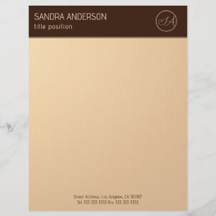 Luxury Brown and Gold Monogram Letterhead