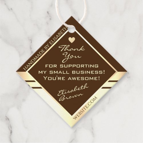 Luxury Brown and Gold Product Packaging Thank You Favor Tags
