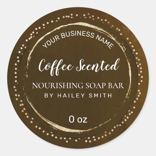 Luxury Brown And Gold Soap Bar Classic Round Sticker (Front)