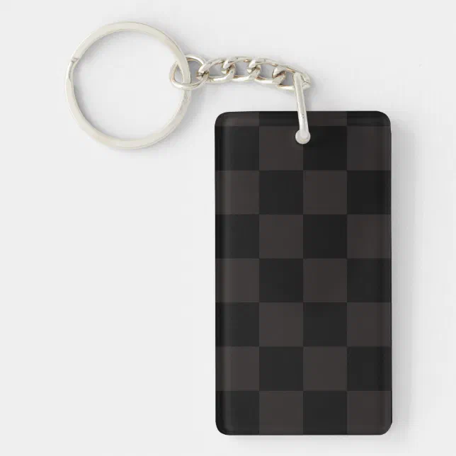 Luxe Checkered Mouse Key Chain- Dark Brown