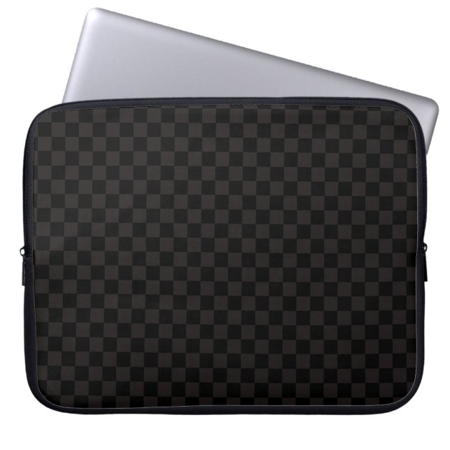 Luxury Brown/Black Checkered Laptop Sleeve (Front)