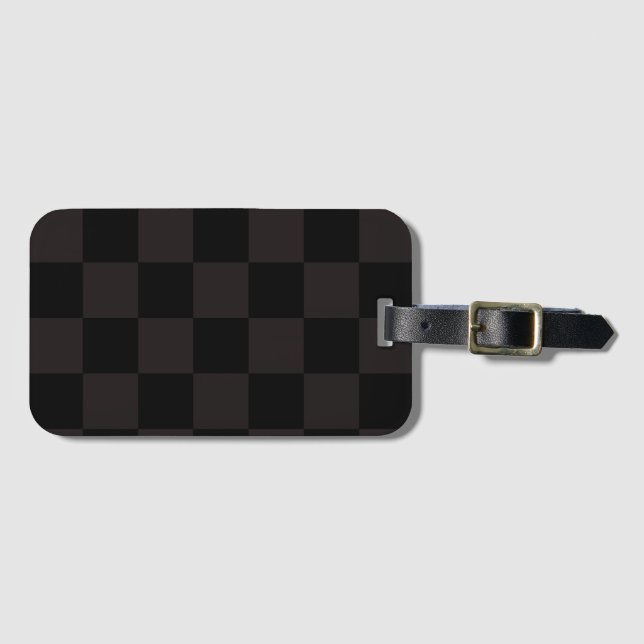 Luxury Brown/Black Checkered Luggage Tag (Front Horizontal)