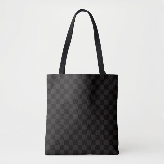 Luxury Brown/Black Checkered Tote Bag (Front)