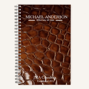 Luxury Brown Crocodile Leather Attorney at Law Notebook
