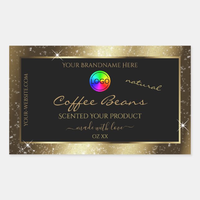 Luxury Brown Glitter Frame Product Label with Logo (Front)