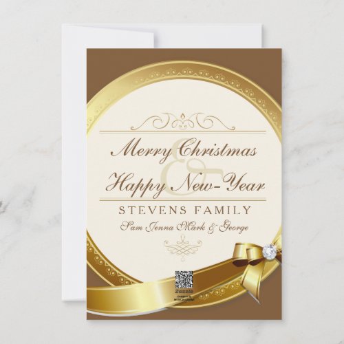 Luxury Brown  Gold Elegant Merry Christmas Holiday Card