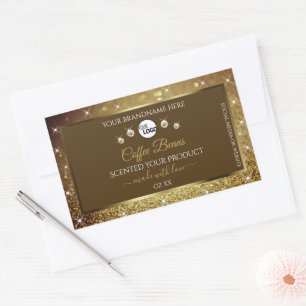 Luxury Brown Gold Glitter Product Labels with Logo