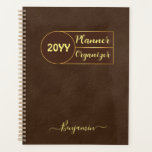 Luxury Brown Gold Leather Organizer Planner<br><div class="desc">Manage the upcoming year with this luxury and classy planner!
It is perfect to set goals,  plan projects,  note important dates,  or deadlines,  as well as jot down notes and ideas.</div>