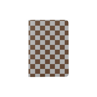 Luxury Brown/Gray Checkered Passport Holder