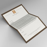 Luxury brown leather frame gold monogram business letterhead<br><div class="desc">Luxury simple elegant letterhead template with faux gold monogram initials and dark brown script name on an off white background with a brown leather looking frame.                Personalize it with your information!                Suitable for classy business mailing documents.</div>
