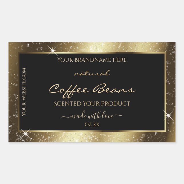 Luxury Brown Sparkle Glitter Frame Product Label (Front)