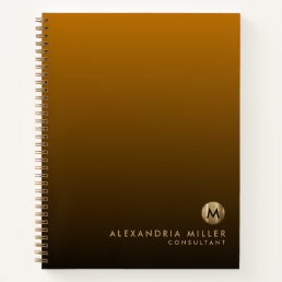 Luxury Brushed Gold Monogram Amber Notebook
