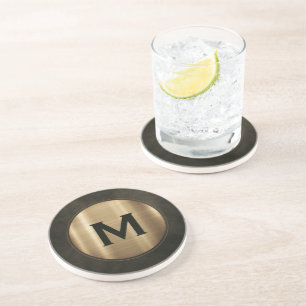 Luxury Brushed Gold Monogram Coaster