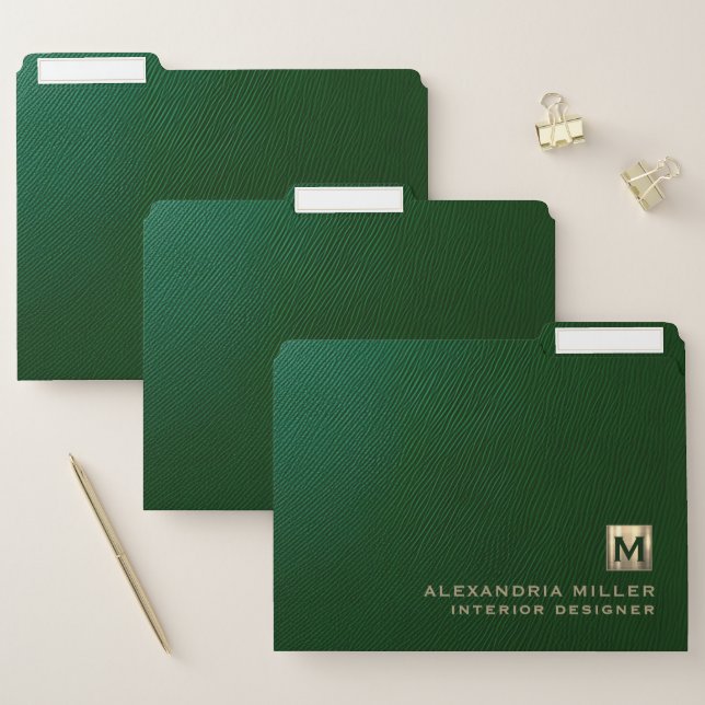 Luxury Brushed Gold Monogram File Folder (Set)