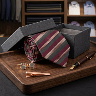 Luxury Burgundy and Charcoal Textured Regimental Neck Tie