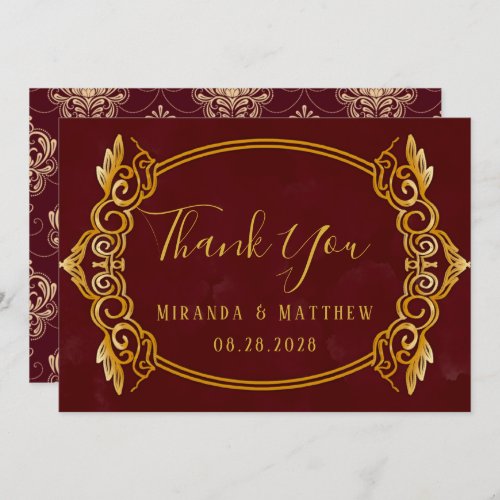 Luxury Burgundy and Gold Royal Thank You Cards