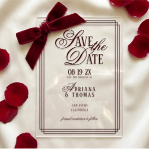 Luxury Burgundy Calligraphy Wedding Save The Date