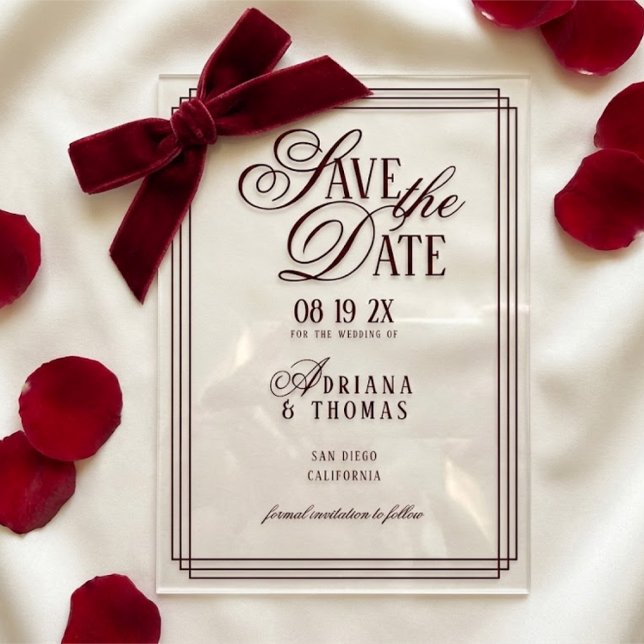 Luxury Burgundy Calligraphy Wedding Save The Date (Creator Uploaded)