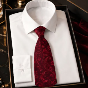 Luxury Burgundy Damask Seamless Pattern – Elegant Neck Tie