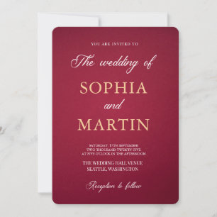 Luxury Burgundy Floral Wedding Invitation