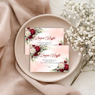 Luxury Burgundy Gold Floral Boho Diaper Raffle Car Enclosure Card