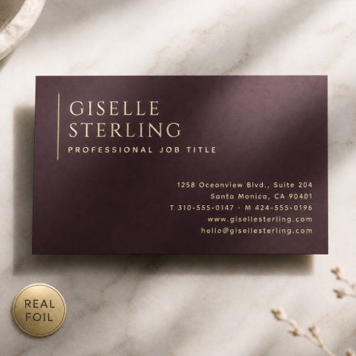 Luxury Burgundy Gold Foil Business Card