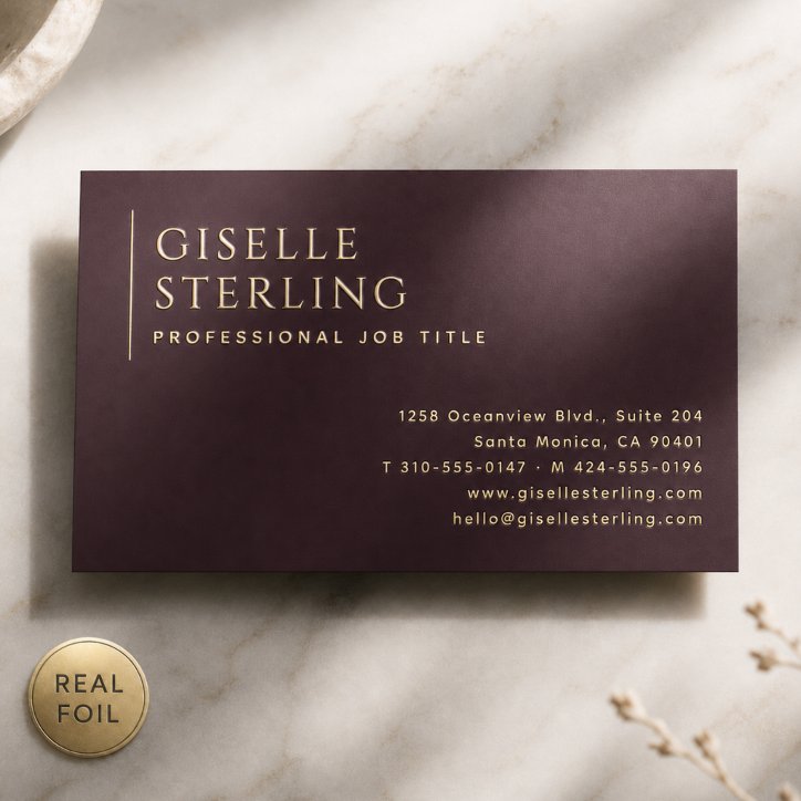 Luxury Burgundy Gold Foil Business Card