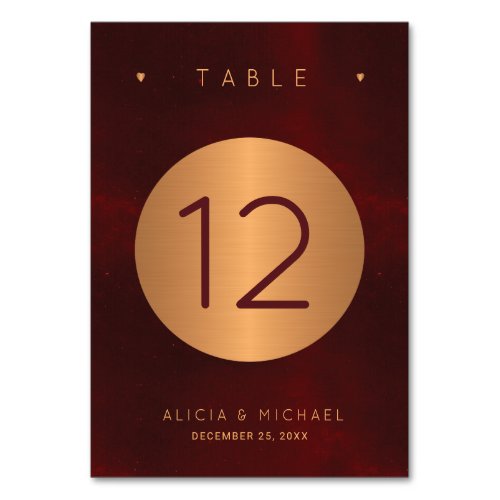 Luxury burgundy gold glitter elegant wedding table number