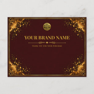 Luxury Burgundy Gold Jewelry Packing Slip Card