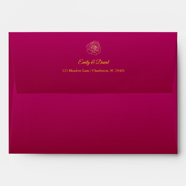 Luxury Burgundy & Gold Wedding Envelope  (Back (Top Flap))