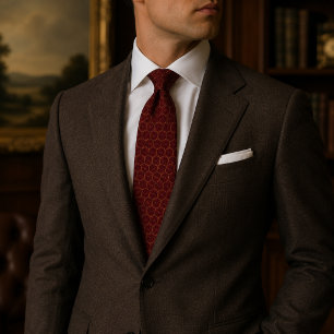 Luxury Burgundy Honeycomb Elegant Geometric Neck Tie