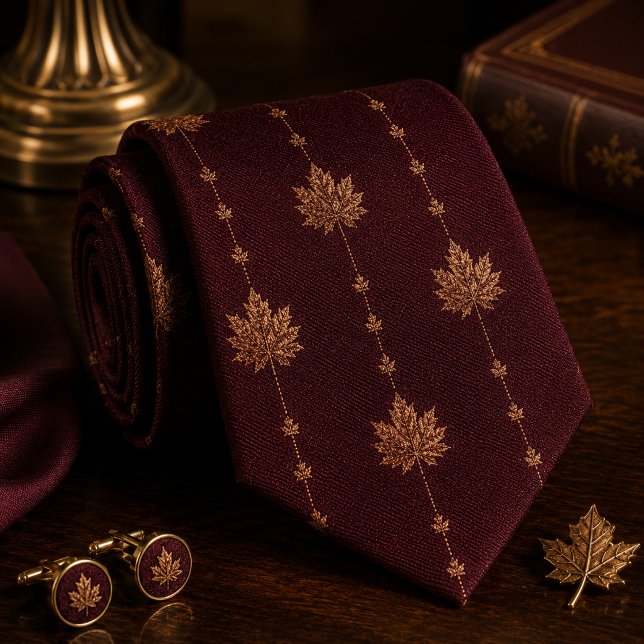Luxury Burgundy Maple Leaf Neck Tie (Creator Uploaded)