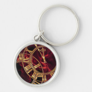 Luxury Burgundy Marble Wall Clock with Gold Roman Keychain