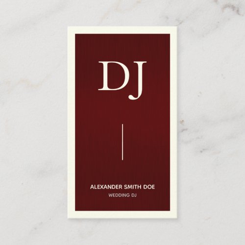Luxury Burgundy Monogram Wedding DJ Business Card
