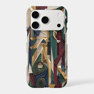 Luxury Burgundy Navy Gold Origami Paper Art  iPhone 17 Pro Case